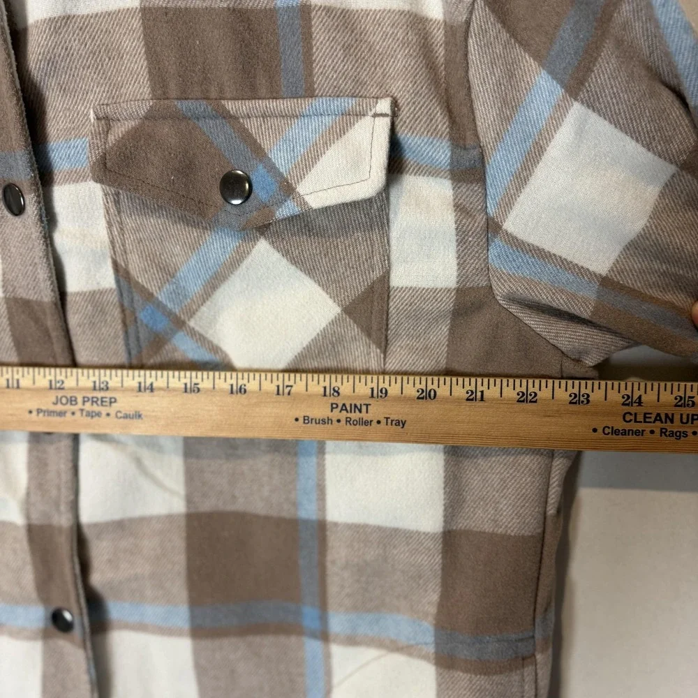 HFX Jacket Mens Medium‎ Brown Plaid Flannel Snap Front Pockets Outdoor Casual